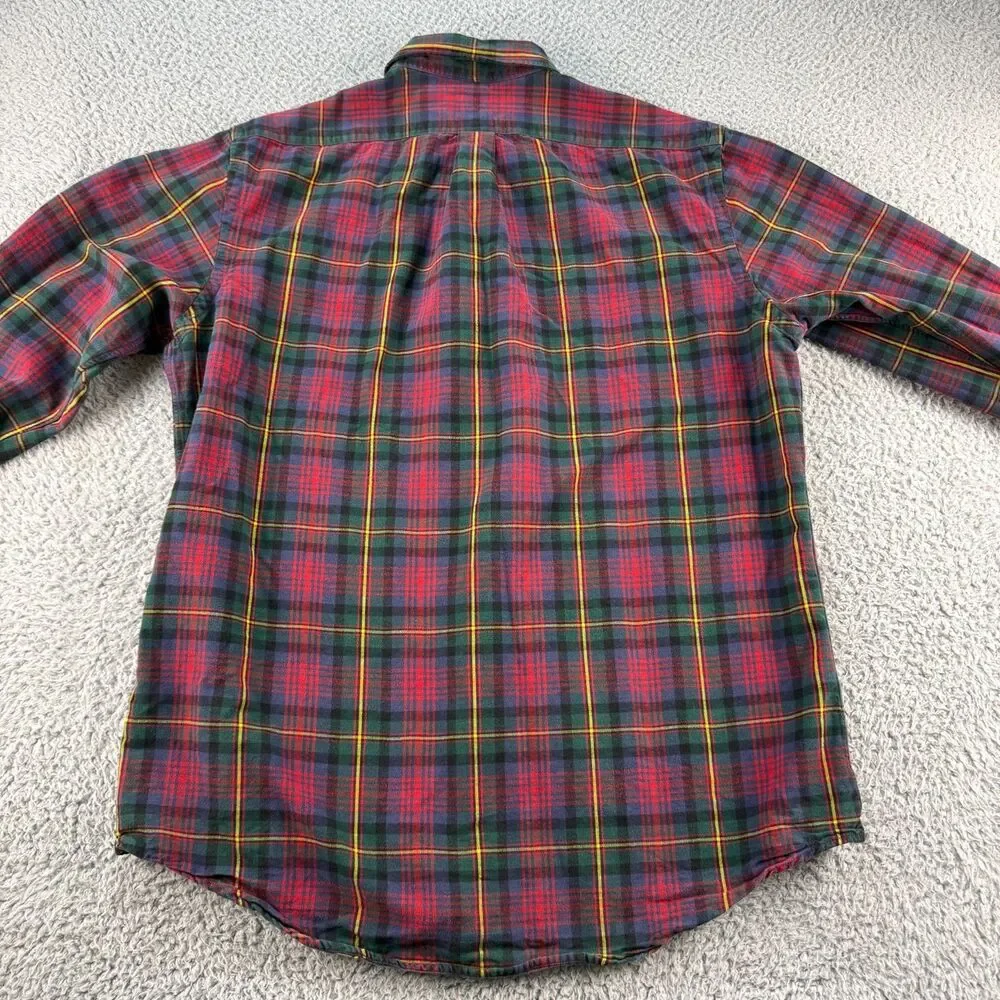 Polo Ralph Lauren Classic Fit Plaid Oxford Shirt Mens Large Red Tartan Check